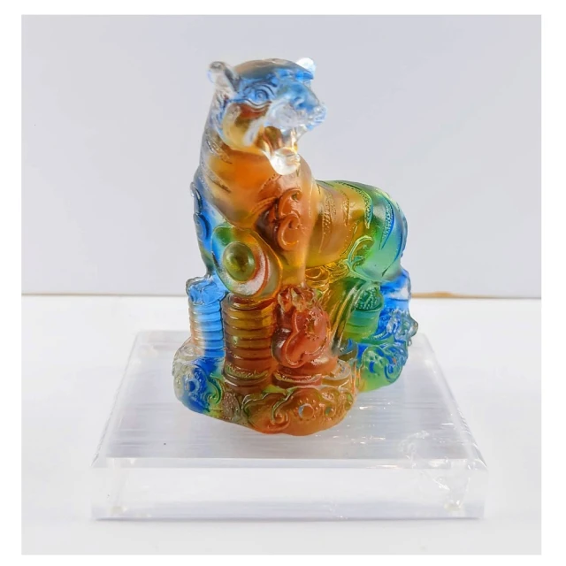 【創藝工坊】十二生肖 虎 虎虎生風 龍行虎步(創藝工坊 琉璃藝術 居家擺件上選 加贈壓克力底座) 價格比較,價格查詢,歷史價格詳細信息