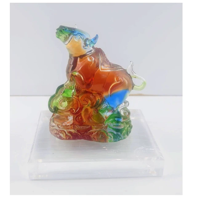 【創藝工坊】十二生肖 虎 虎虎生風 龍行虎步(創藝工坊 琉璃藝術 居家擺件上選 加贈壓克力底座) 歷史價格詳細信息