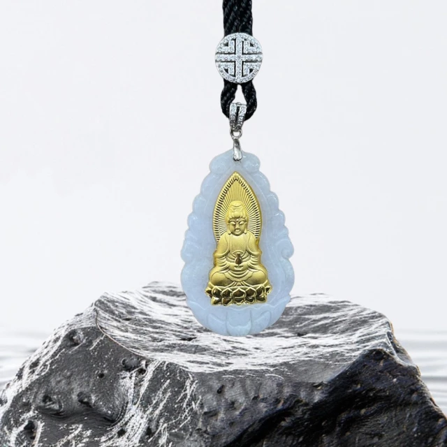金鑲玉觀音佛吊墜3d黃金玉墜 和田玉項鍊 火焰佛玉觀音 歷史價格詳細信息