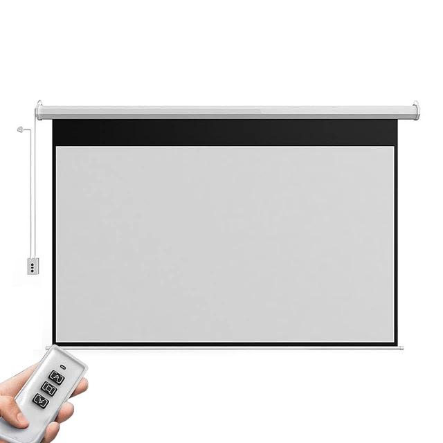 電動投影布幕 72寸家用壁掛投影儀幕布 16比9電影布幕 遙控升降 高清抗光投影幕布 歷史價格詳細信息