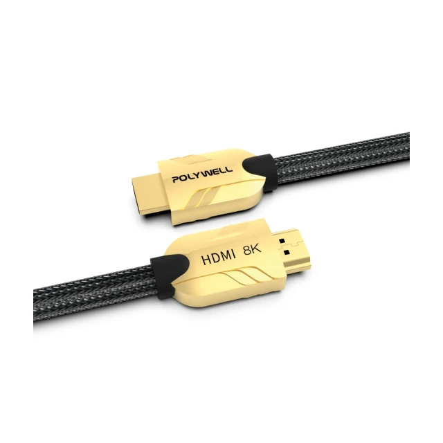 【POLYWELL】HDMI 8K 鋅合金編織線 /金色 /3M 歷史價格詳細信息