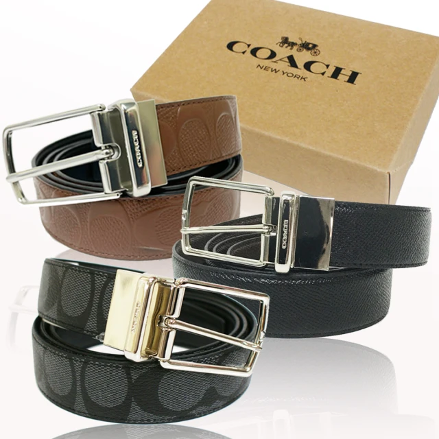 【COACH】經典LOGO牛皮/PVC男款皮帶(多款供選) 歷史價格詳細信息