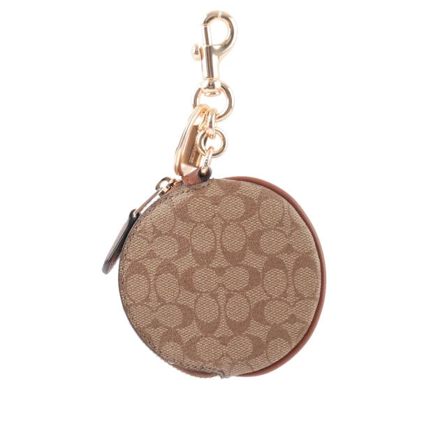 【COACH】圓形零錢包鑰匙圈吊飾(卡其桃粉) 歷史價格詳細信息