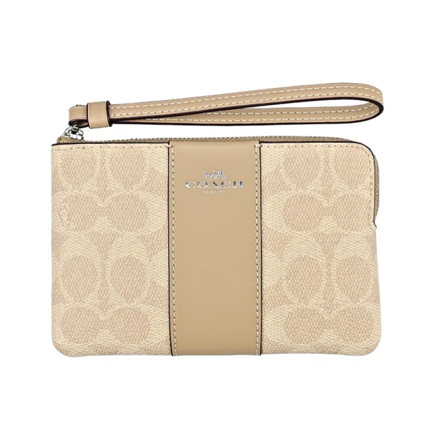 【COACH】PVC Logo拼接皮革硬版後背包(卡其學院風綠字) 歷史價格詳細信息