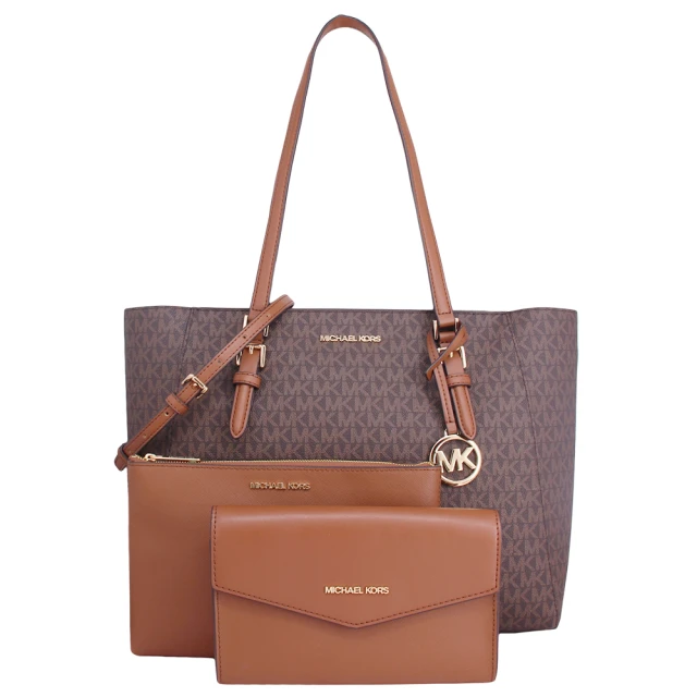 MICHAEL KORS CHARLOTTE 金字防刮皮革拉鍊托特包-焦糖色/大 歷史價格詳細信息