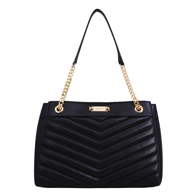 MICHAEL KORS WHITNEY 羊皮絎縫皮革翻蓋磁釦肩背/斜背二用包-金釦黑/中 歷史價格詳細信息