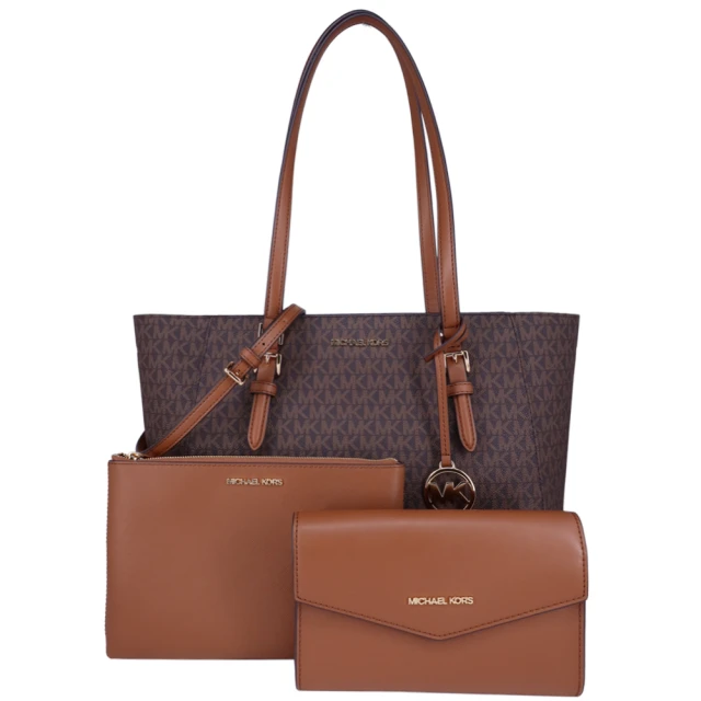 MICHAEL KORS CHARLOTTE 金字防刮皮革拉鍊托特包-焦糖色/大 歷史價格詳細信息