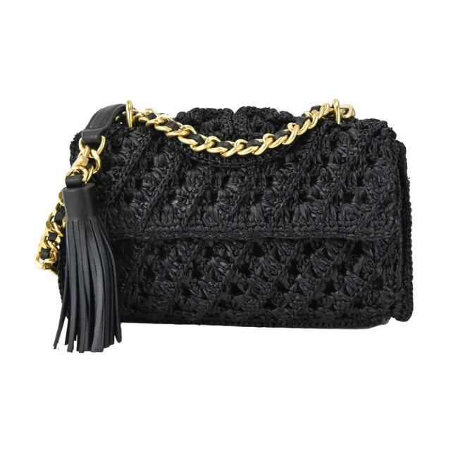 TORY BURCH FLEMING 羊皮菱格紋肩背/斜背半月包-迷你/黑 歷史價格詳細信息