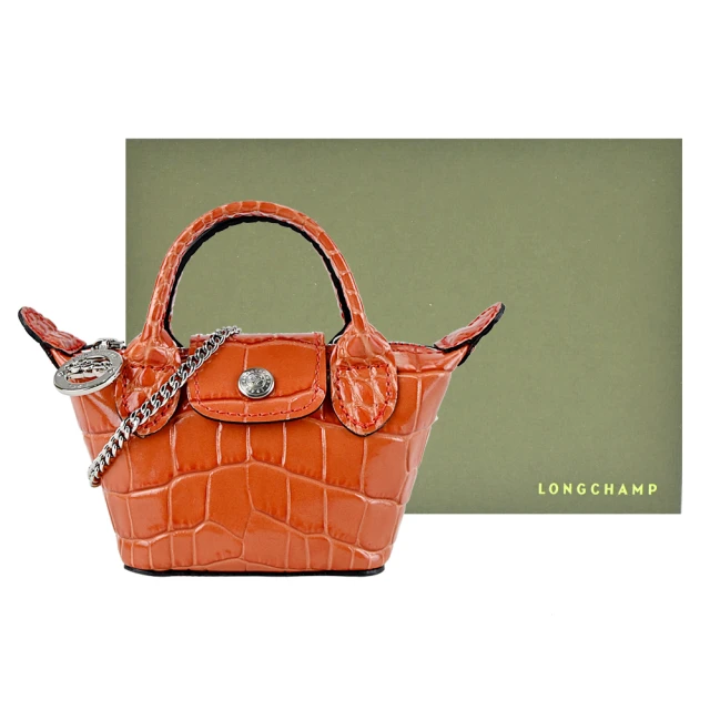 LONGCHAMP LE PLIAGE CUIR系列亮面鱷魚紋牛皮手提水餃包(小/暗灰藍) 歷史價格詳細信息