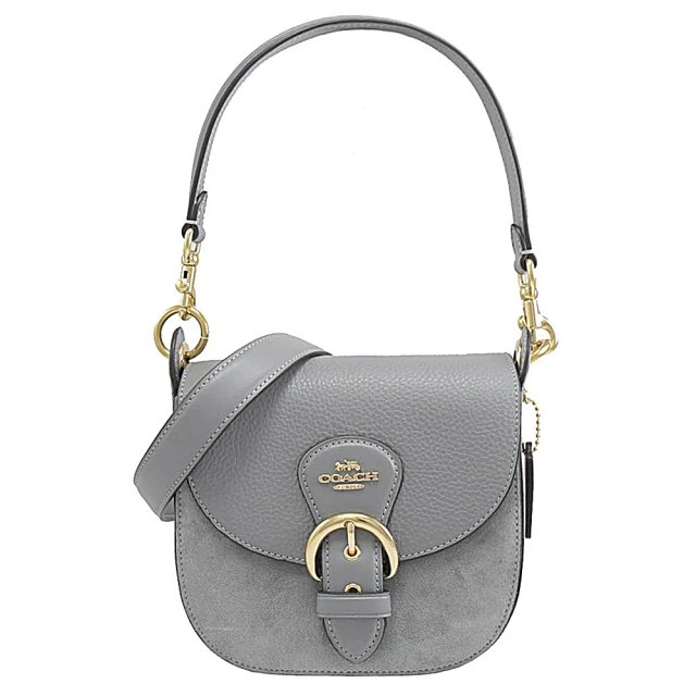 【COACH】COACH KLEO馬車金字LOGO拼色設計牛皮磁釦式手拿斜背包(薑黃x灰褐x紫) 歷史價格詳細信息