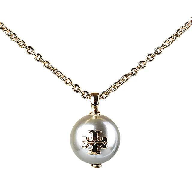 【TORY BURCH】TORY BURCH金字LOGO灰珍珠吊墜設計項鍊(金) 歷史價格詳細信息