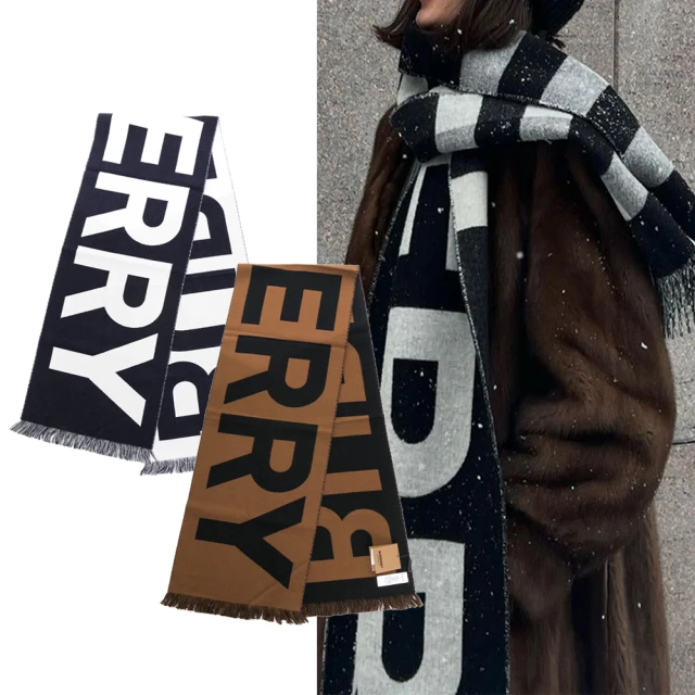 【BURBERRY 巴寶莉】Logo 徽標 羊毛 提花 圍巾 典藏米色 黑色 歷史價格詳細信息