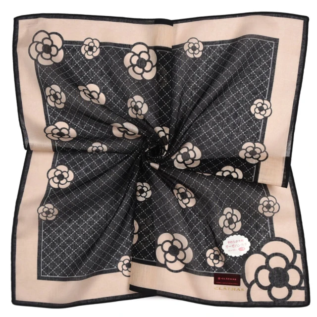 【CLATHAS】山茶花虛線格紋燙金LOGO純綿帕巾領巾(粉色/白色) 歷史價格詳細信息