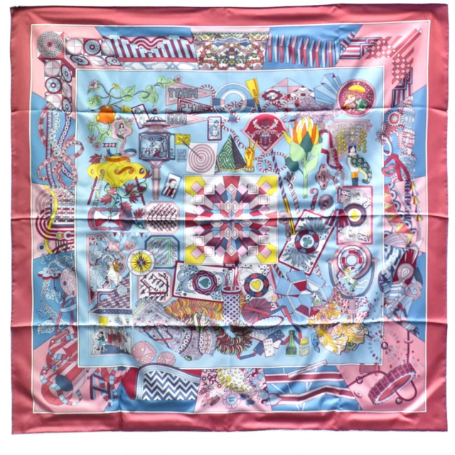 【Hermes 愛馬仕】經典Coaching線條腰帶圖騰Twilly絲巾/領結(黑/桃色H061635S-BLK) 歷史價格詳細信息