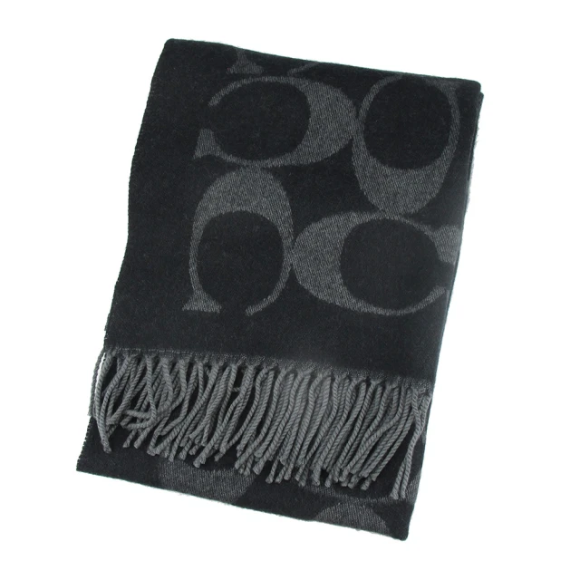 COACH 大C LOGO羊毛流蘇圍巾-單寧藍 歷史價格詳細信息