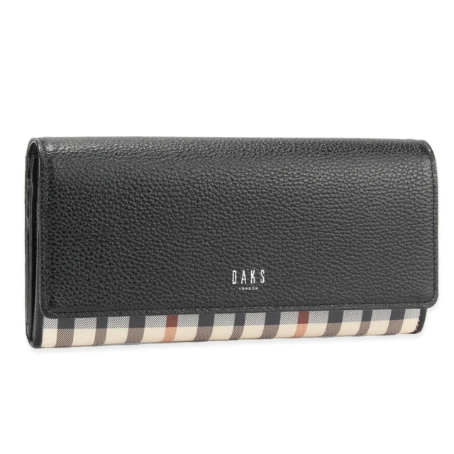 【DAKS】英倫格紋PVC拼接荔枝紋皮革壓釦長夾(黑色) 價格比較,價格查詢,歷史價格詳細信息
