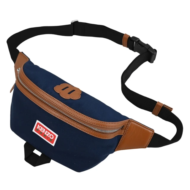 【KENZO】簡約品牌個性徽章帆布拼接大容量托特包兩用包(黑) 歷史價格詳細信息