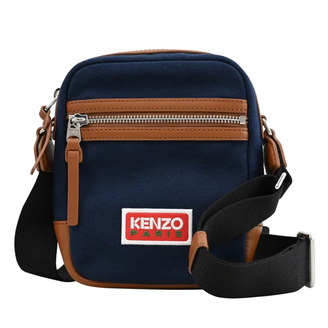 【KENZO】簡約品牌個性徽章帆布拼接大容量托特包兩用包(黑) 歷史價格詳細信息