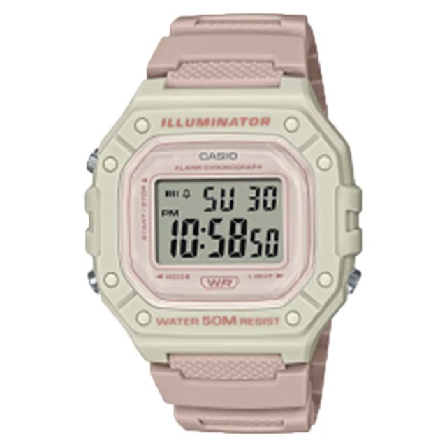 CASIO 卡西歐 / W-218HC-4A / 復古方型 計時 LED照明 鬧鈴 電子 橡膠手錶 珊瑚粉色 42mm 歷史價格詳細信息