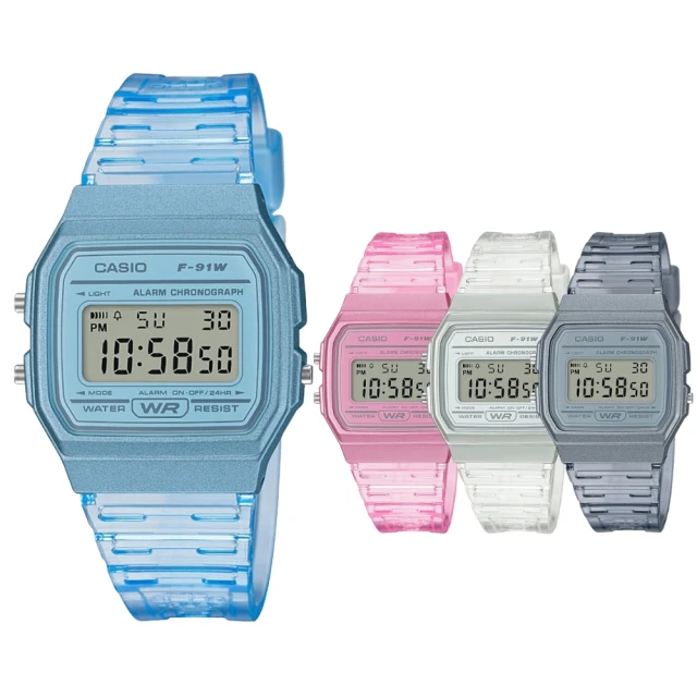 CASIO / F-91WS-2 / 卡西歐 方形造型 果凍漸層 電子液晶 橡膠手錶 半透明藍色 35mm 歷史價格詳細信息