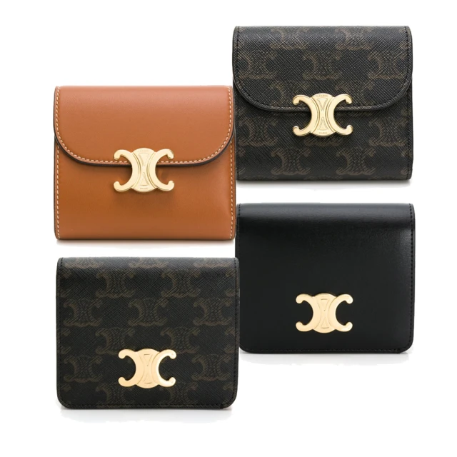 CELINE TRIOMPHE 經典印花拼接小羊皮斜背翻蓋手機包.深咖/黑 歷史價格詳細信息