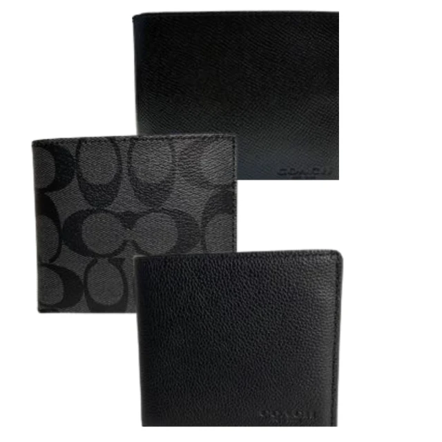【COACH】1+1活動卡夾 經典LOGO老花8卡雙夾層男短夾-黑灰色 歷史價格詳細信息