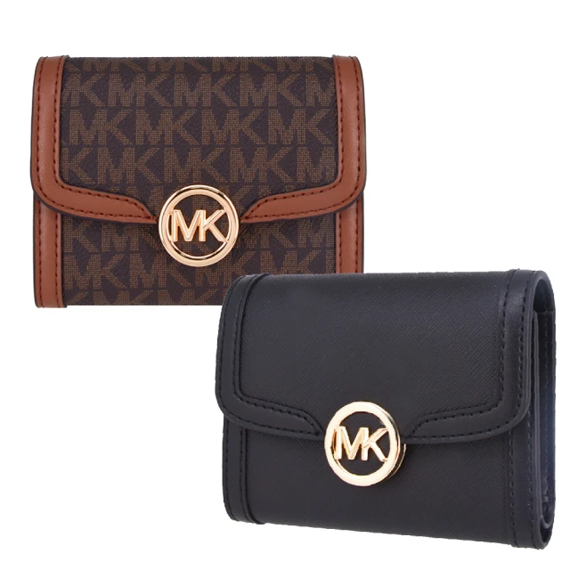 MICHAEL KORS LEIDA 緹花LOGO防刮釦式三折短夾-焦糖色 歷史價格詳細信息