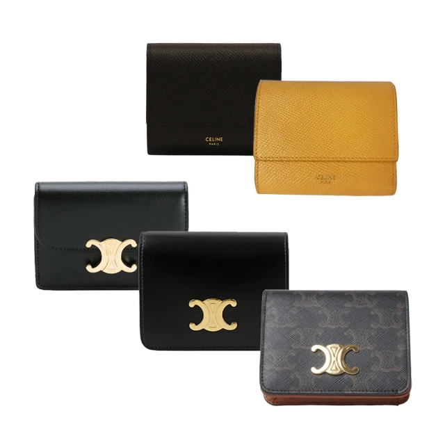 CELINE TRIOMPHE COMPACT經典印花釦式零錢小短夾.深咖 歷史價格詳細信息