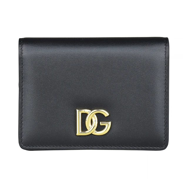 【DOLCE&GABBANA 杜嘉班納】DOLCE&GABBANA鍍金LOGO小牛皮4卡開口式卡夾(黑) 歷史價格詳細信息