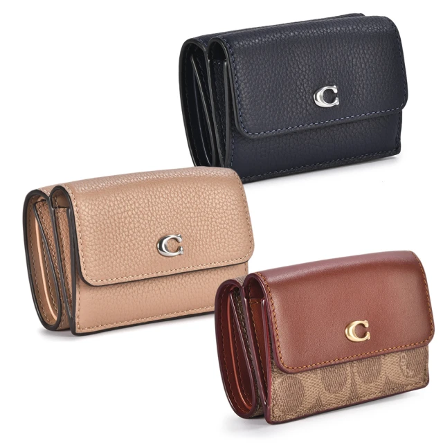 COACH 專櫃款 荔枝紋零錢袋三折短夾-灰色 歷史價格詳細信息