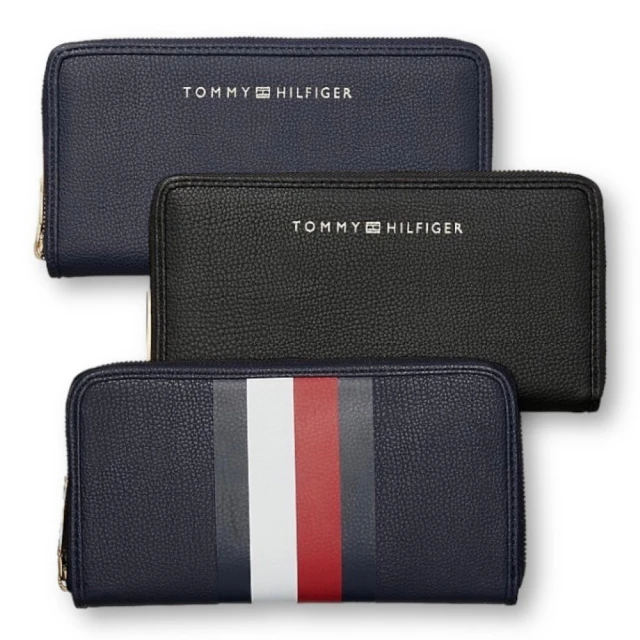 【Tommy】Tommy Hilfiger 男皮夾 長夾 牛皮中標設計 多卡夾 三鈔層 品牌盒裝／黑色 歷史價格詳細信息