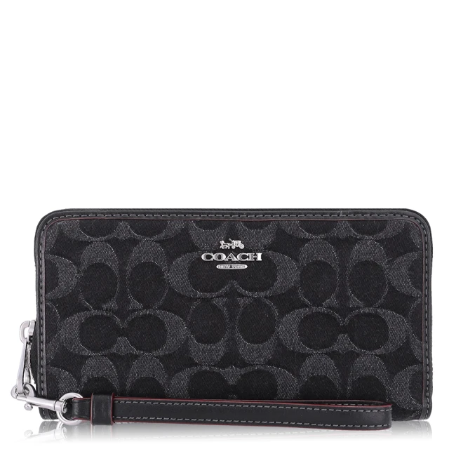 【COACH】COACH AROUND金字LOGO印花PVC12卡拉鍊手拿長夾(淡卡其x牙象白) 歷史價格詳細信息