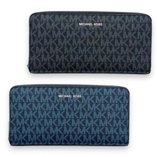 MICHAEL KORS 男款 緹花LOGO防刮皮革拉鍊長夾-藍色 歷史價格詳細信息