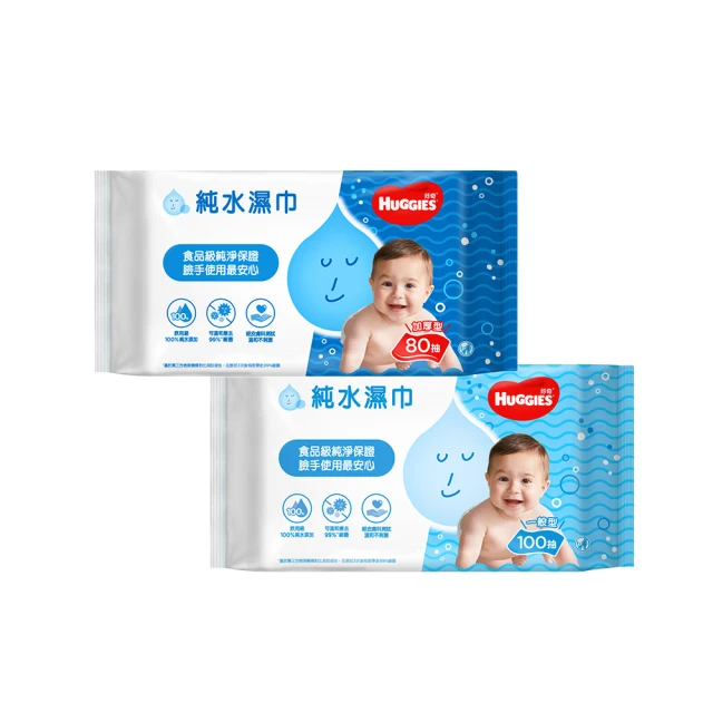 【HUGGIES 好奇】純水嬰兒濕巾純淨水潤型80抽x18包/箱 歷史價格詳細信息