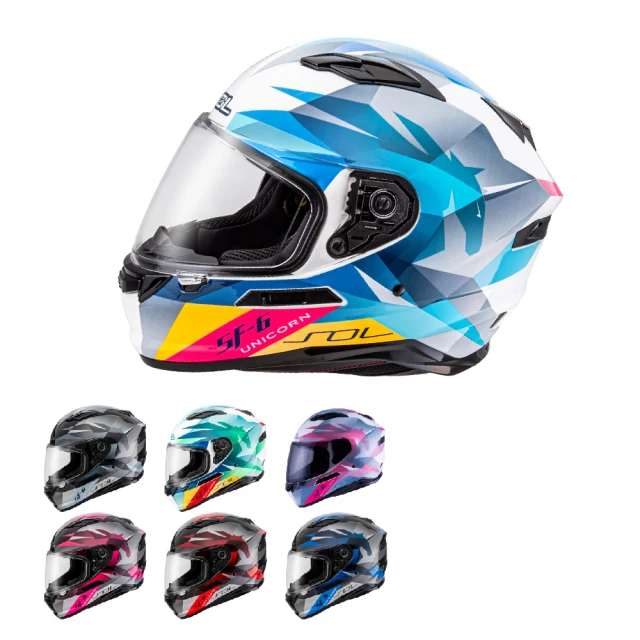 【SOL】SF-6 獨角獸 白/藍 全罩(安全帽│機車│內襯│鏡片│全罩式│藍芽耳機槽│內墨鏡片 歷史價格詳細信息