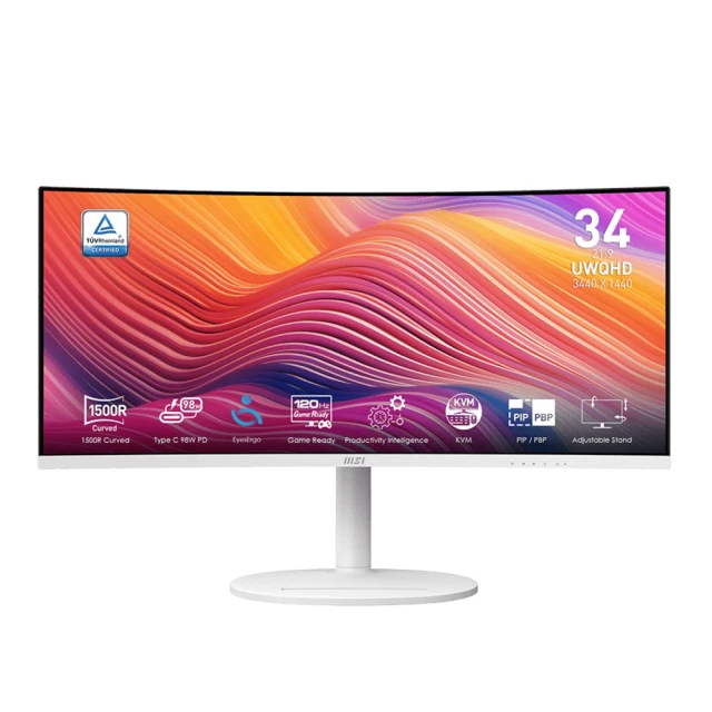 【MSI 微星】Modern MD342CQPW 34型 VA UWQHD 120Hz 美型曲面螢幕(Type-C/內建喇叭/TUV護眼/白色) 歷史價格詳細信息