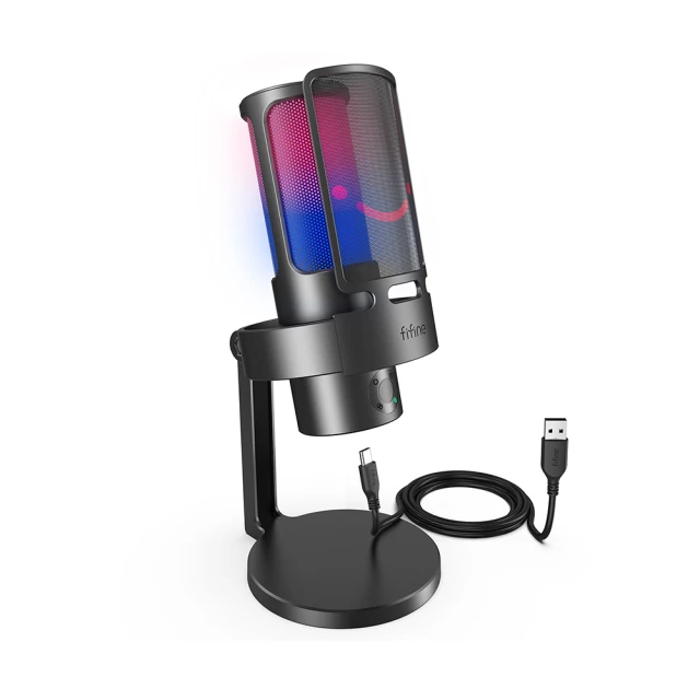 fifine光芒a6麥克風rgb燈電腦臺式手機錄音專用配音遊戲話筒 歷史價格詳細信息