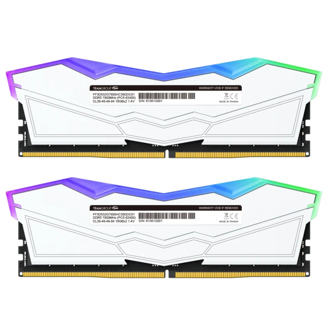 TEAM 十銓 T-FORCE DELTA RGB 炫光 DDR5 8000 32GB(16Gx2) CL38 白色 桌上型超頻記憶體 歷史價格詳細信息