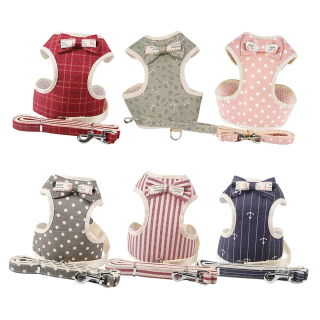 寵物 蝴蝶結 胸背帶牽引繩 格子胸背帶 外出繩 寵物外出 寵物牽繩 貓牽繩 狗牽繩 貓狗用品  現貨 歷史價格詳細信息