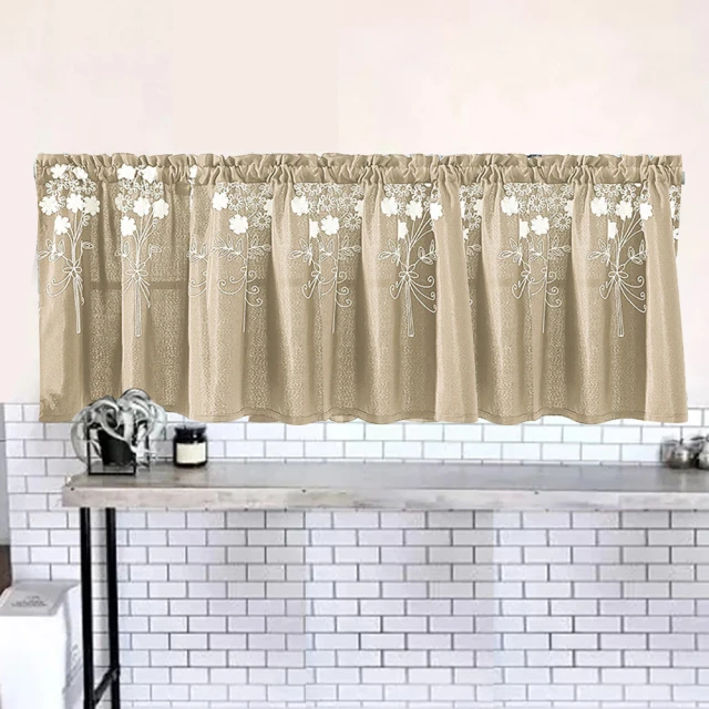 【PLUSIEURS】刺繡雪球加寬短簾 櫥窗裝飾 咖啡簾(寬150x高60公分) 歷史價格詳細信息