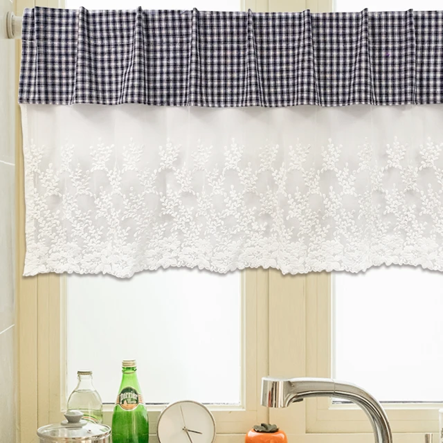 【BonBon naturel】韓式田園浪漫波浪蕾絲門簾/櫃簾-110*60CM(櫃簾/窗簾/短門簾/免打孔穿桿門簾) 歷史價格詳細信息