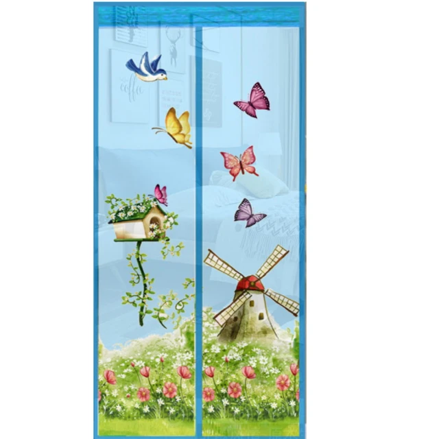 【宇數科】夏日防蚊必備磁吸自動閉合魔鬼氈固定防蚊紗門簾 標準門尺寸90X210-小孩與狗 歷史價格詳細信息