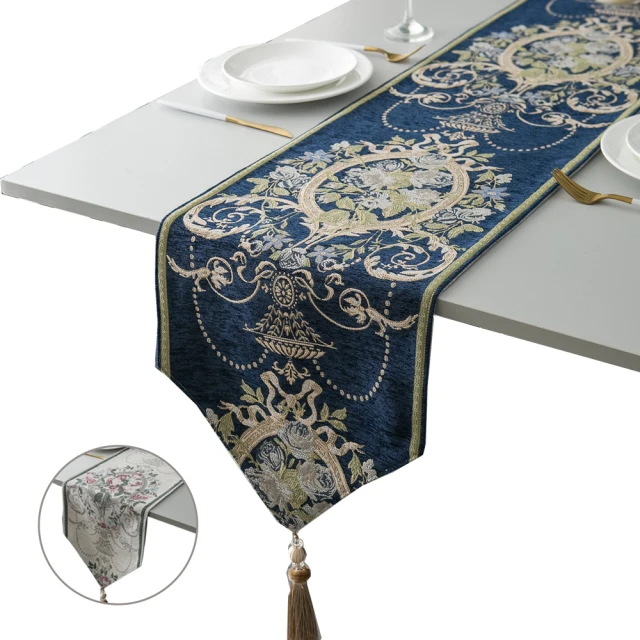 【Dido home】歐式復古提花雪尼爾長桌巾桌旗(HM197) 歷史價格詳細信息
