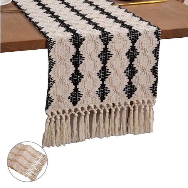 【Dido home】幾何方塊 棉麻編織長桌巾桌旗(HM241) 歷史價格詳細信息