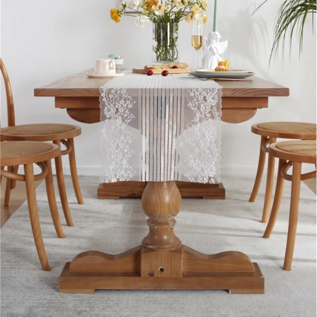 蕾絲桌旗美式白色長條桌布輕奢茶几餐桌電視櫃桌布鞋櫃布蓋巾 歷史價格詳細信息