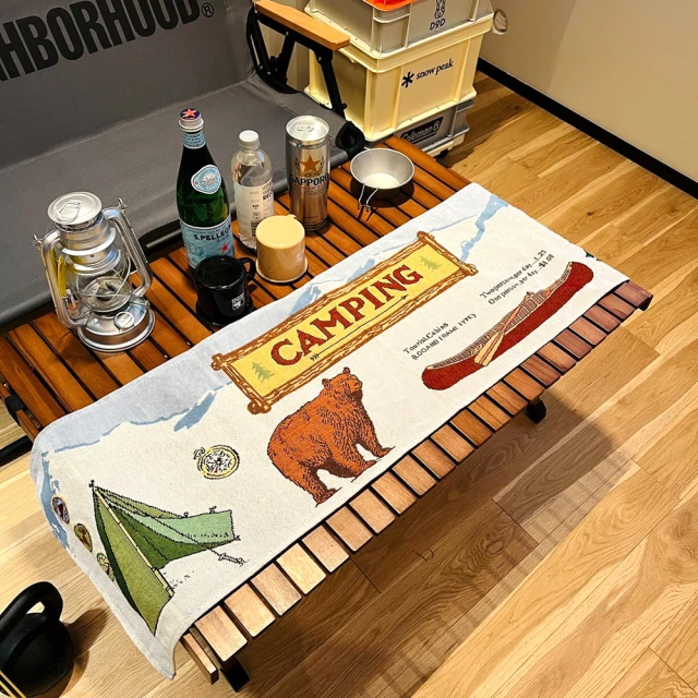 【Jun Jun】戶外野營風桌旗 35*120cm 棕熊(露營 野餐) 歷史價格詳細信息