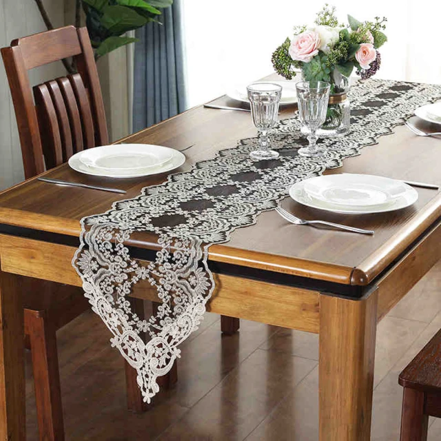 【BonBon naturel】北歐巴黎香檳立體刺繡蕾絲長桌旗/檯布-26X150CM(桌巾/桌旗/蕾絲桌巾/蓋布) 歷史價格詳細信息