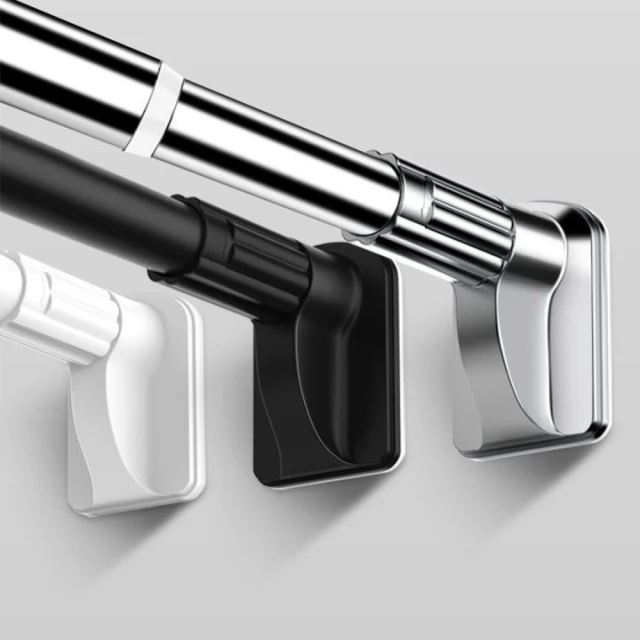 免打孔窗簾桿衛生間晾衣桿陽臺晾衣架免釘桿多功能可伸*特價 歷史價格詳細信息