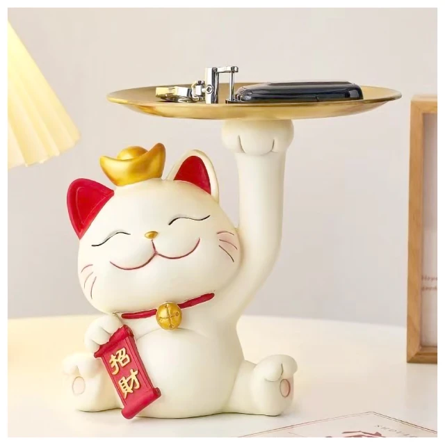 招財貓鑰匙收納玄關裝飾品擺件家居入戶門口鞋柜新房喬遷新居禮品半米潮殼直購 歷史價格詳細信息