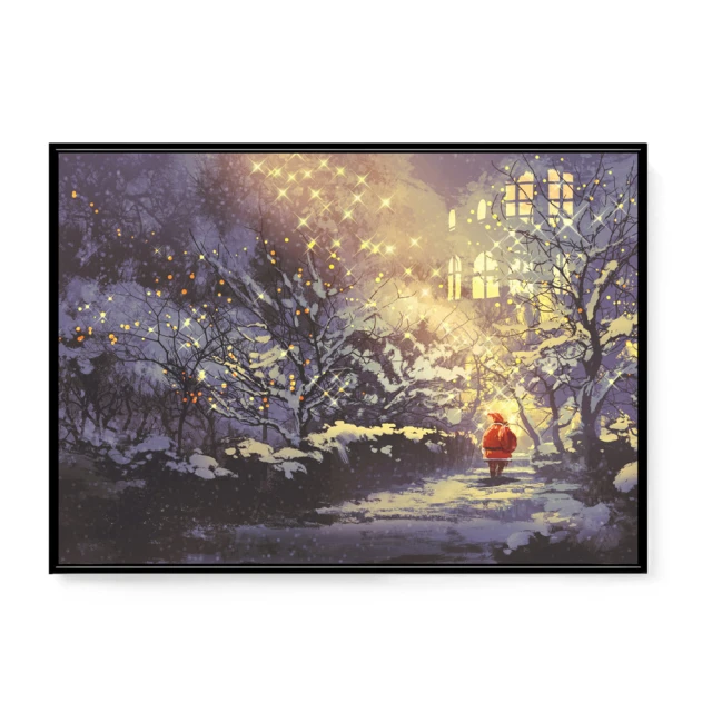 【菠蘿選畫所】聖誕夜的那場雪-70x100cm(可愛雪中小鎮聖誕掛畫/交換禮物/兒童臥房裝飾) 歷史價格詳細信息